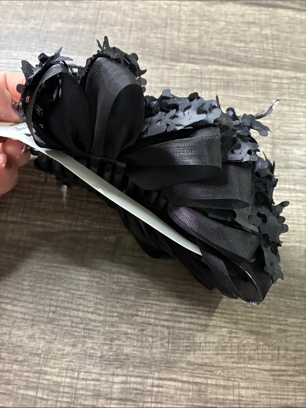 Black Floral Fabric Hair Claw Clip
